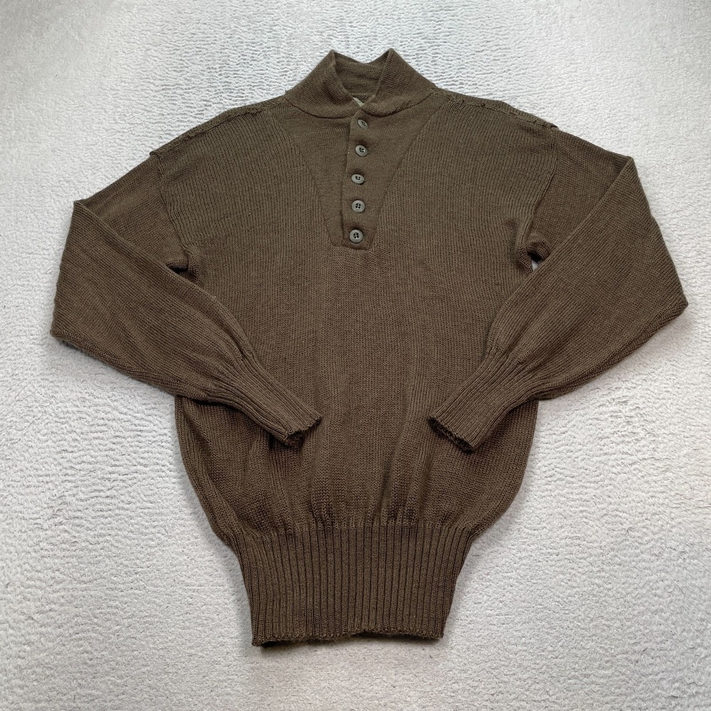 Vintage US Military Sweater Men's Size Large Henley‎ OD 3721 Vietnam Wool